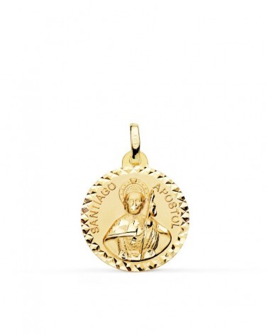 Medalla oro 18k Santiago Apóstol talla cruzada 18mm