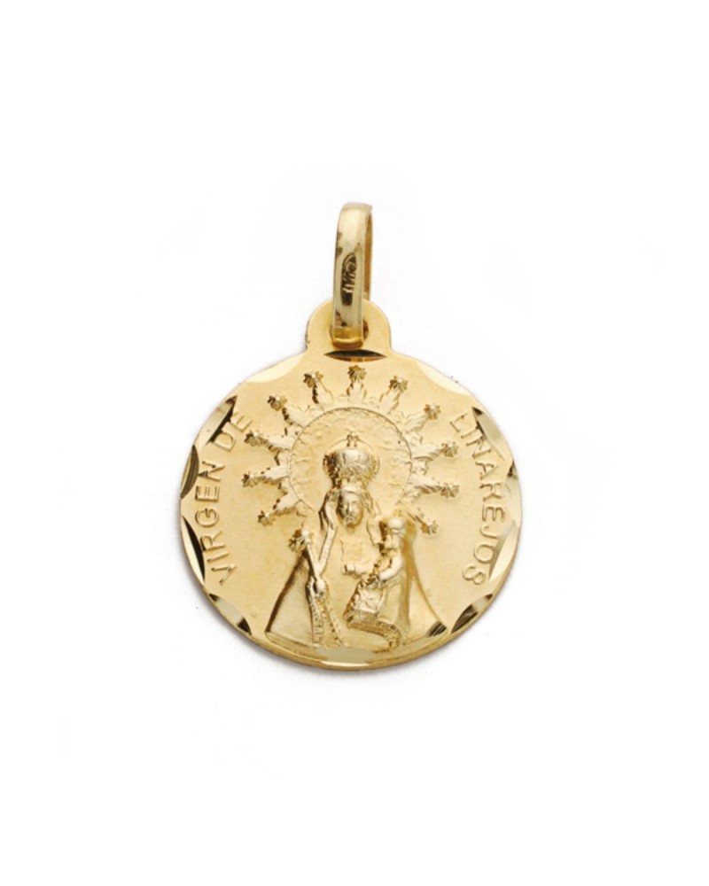 Medalla oro 18k Virgen de Linarejos 14 mm