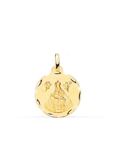 Medalla oro 18k Virgen de África tallada 18mm