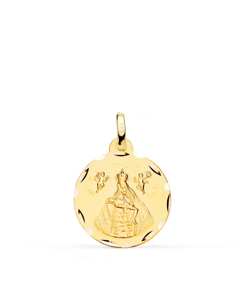 Medalla oro 18k Virgen de África tallada 18mm
