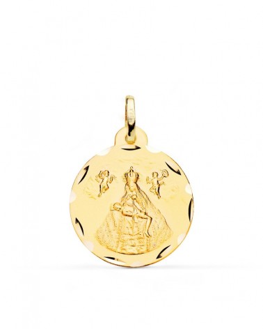 Medalla oro 18k Virgen de África tallada 22mm