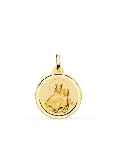 Medalla oro 18k Virgen María Auxiliadora bisel 18mm
