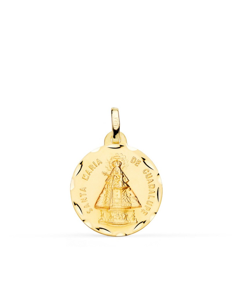 Medalla oro 18k Santa María de Guadalupe tallada 18mm
