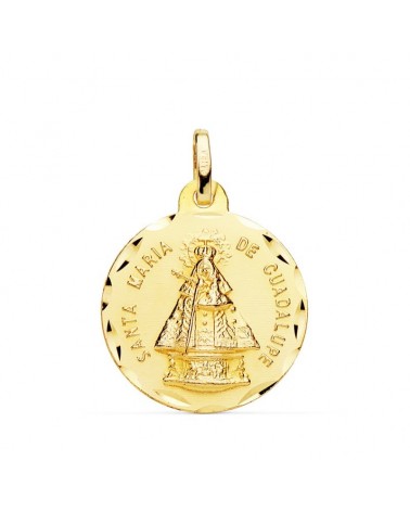 Medalla oro 18k Virgen de Guadalupe tallada 24mm
