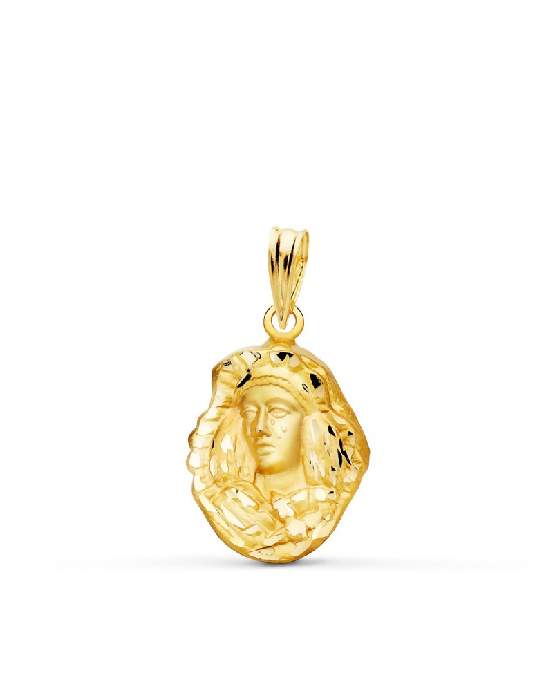Medalla oro 18k Esperanza de Triana silueta tallada 17x13 mm