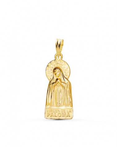 Medalla oro 18k Virgen de la Paloma tallada 20x9 mm