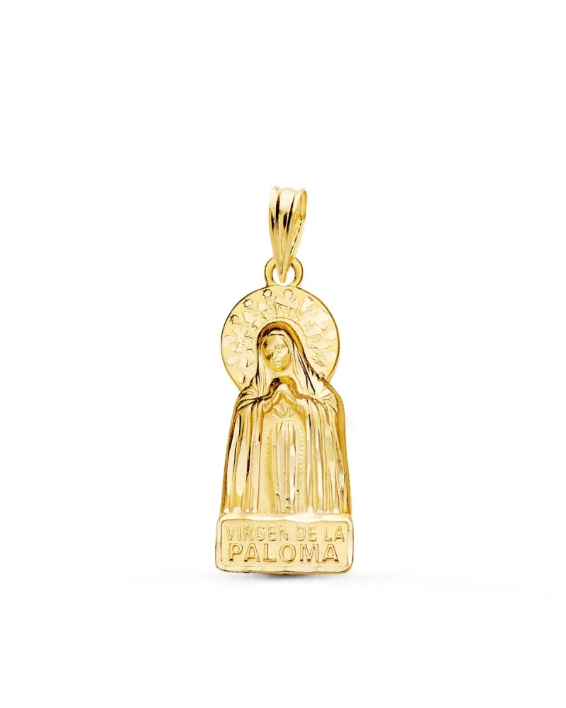 Medalla oro 18k Virgen de la Paloma tallada 20x9 mm