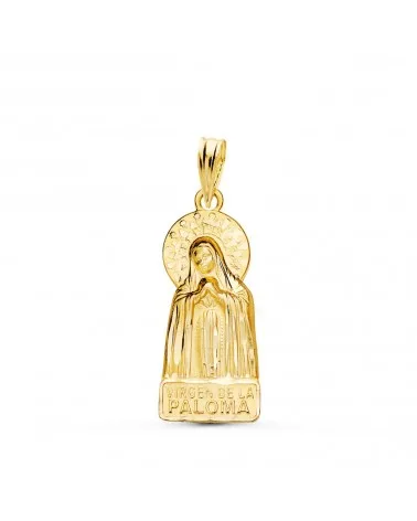 Medalla oro 18k Virgen de la Paloma tallada 20x9 mm