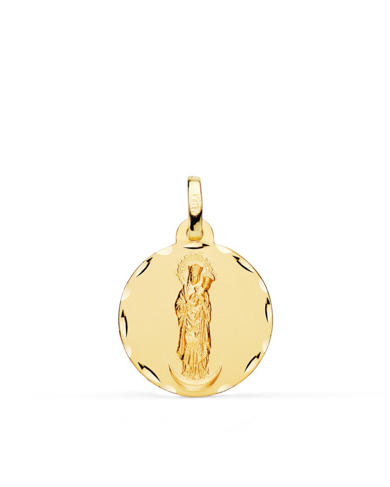 Medalla oro 18k Virgen de la Almudena tallada 18mm