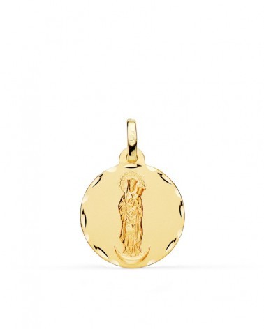 Medalla oro 18k Virgen de la Almudena tallada 18mm