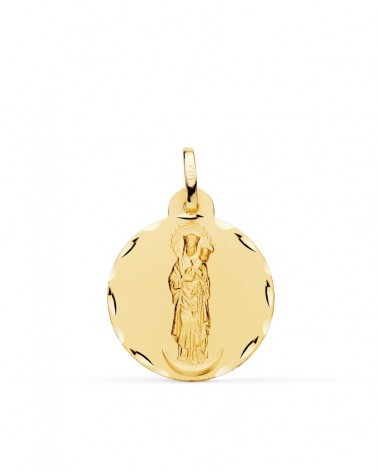 Medalla oro 18k Virgen de la Almudena tallada 20mm