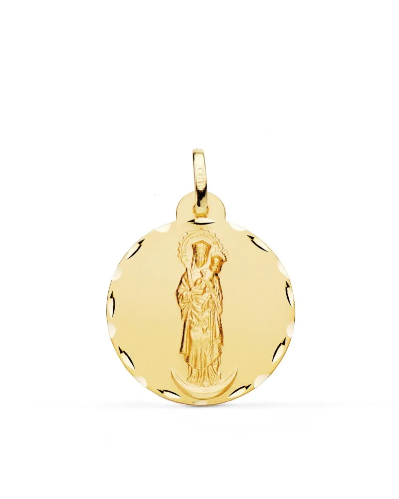 Medalla oro 18k Virgen de la Almudena tallada 22mm