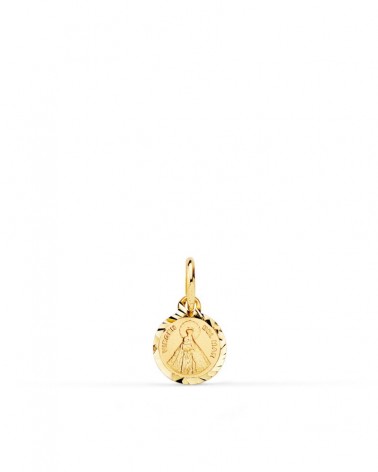 Medalla oro 18k Virgen del Mar bordes tallados 8mm