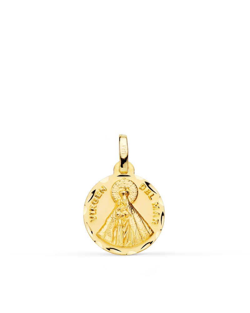 Medalla oro 18k Virgen del Mar tallada 14mm