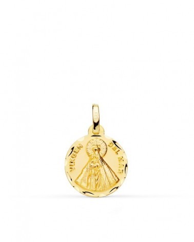 Medalla oro 18k Virgen del Mar tallada 14mm