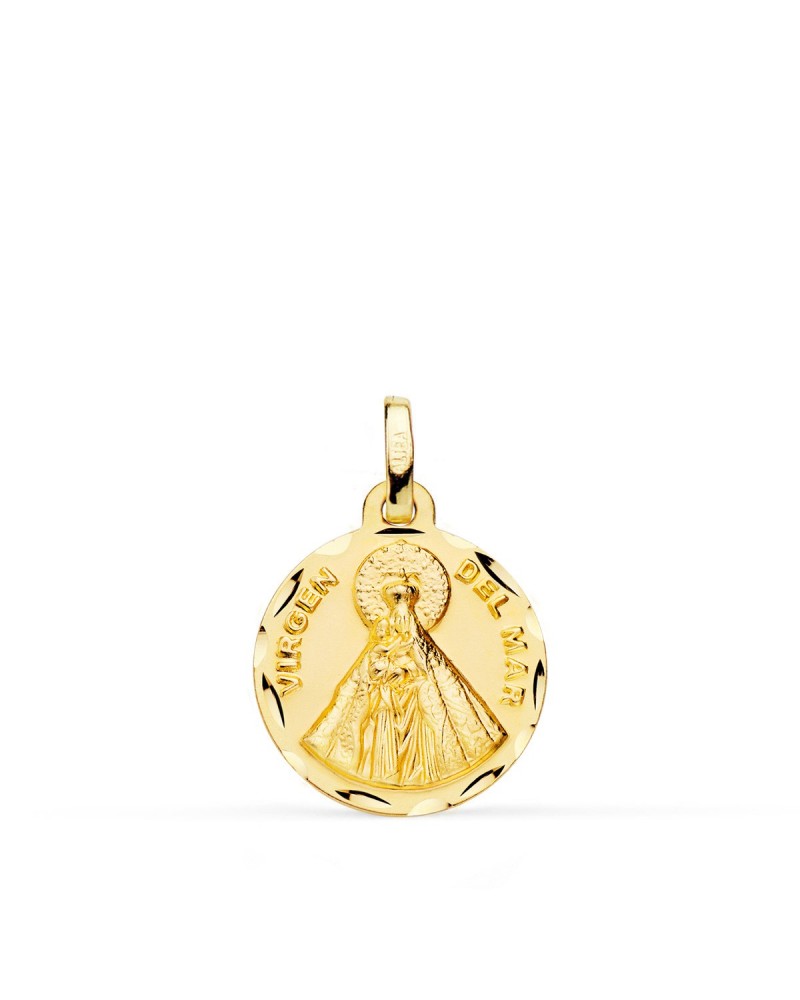 Medalla oro 18k Virgen del Mar tallada 16mm