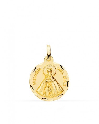 Medalla oro 18k Virgen del Mar tallada 18mm
