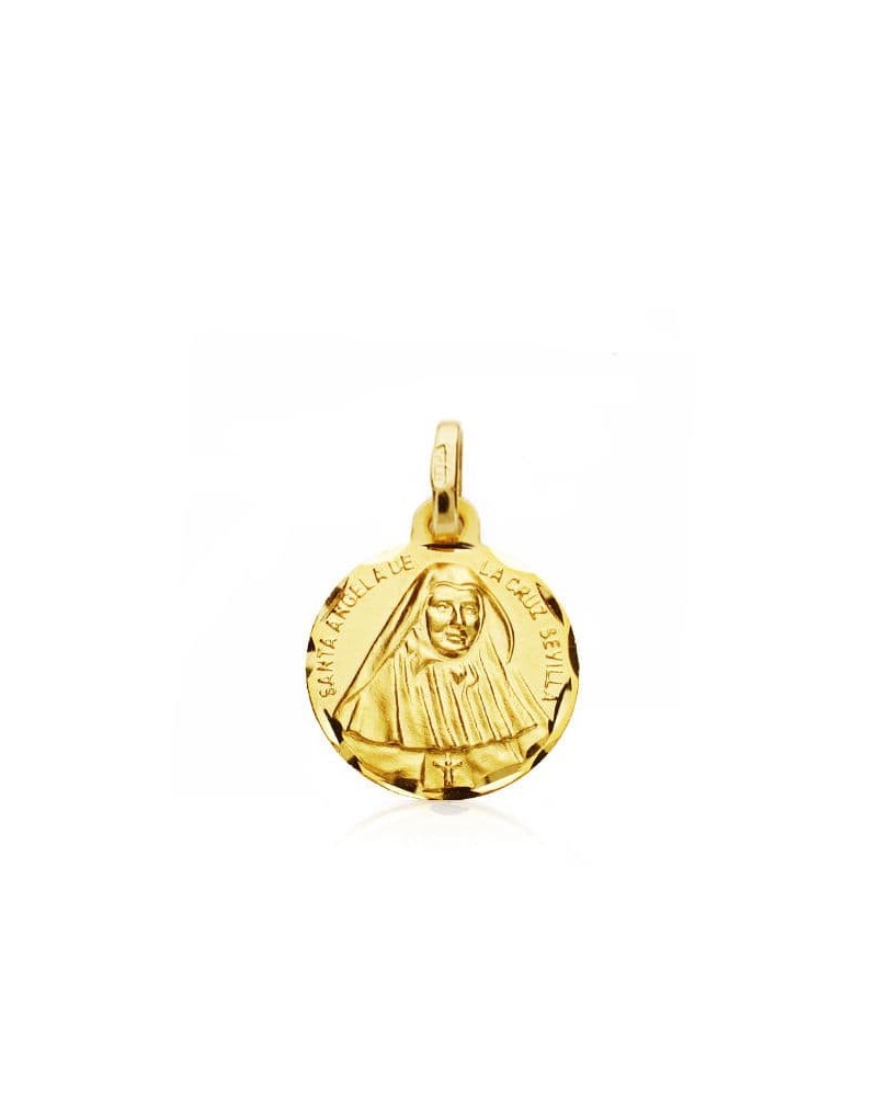 Medalla Santa Ángela oro 18k amarillo 14mm