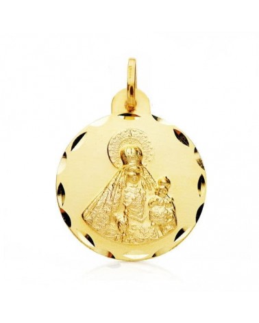 Medalla Virgen del Rosario oro 18k tallada 22mm
