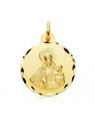 Medalla Virgen del Rosario oro 18k tallada 22mm