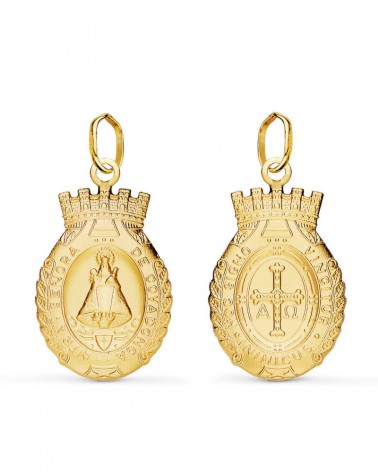 Escapulario oro 18k Virgen Covadonga Cruz Victoria 20x14mm