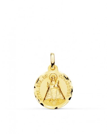 Medalla oro 18k Virgen de Covadonga tallada 16mm