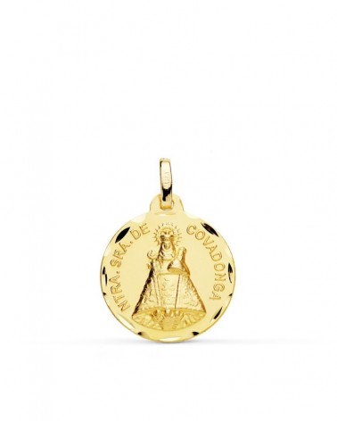 Medalla Virgen de Covadonga oro 18k 18 mm tallada