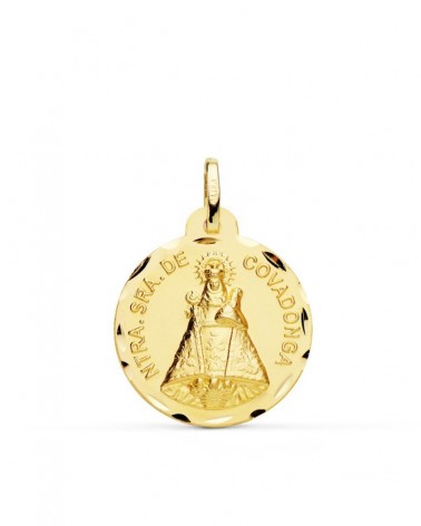 Medalla Virgen de Covadonga oro 18k 22mm tallada