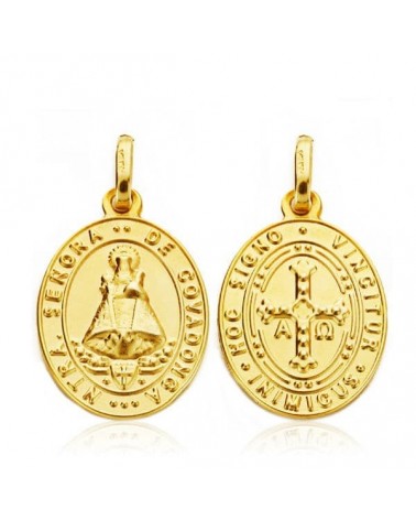 Medalla Virgen Covadonga oro 18k escapulario 20x14 mm