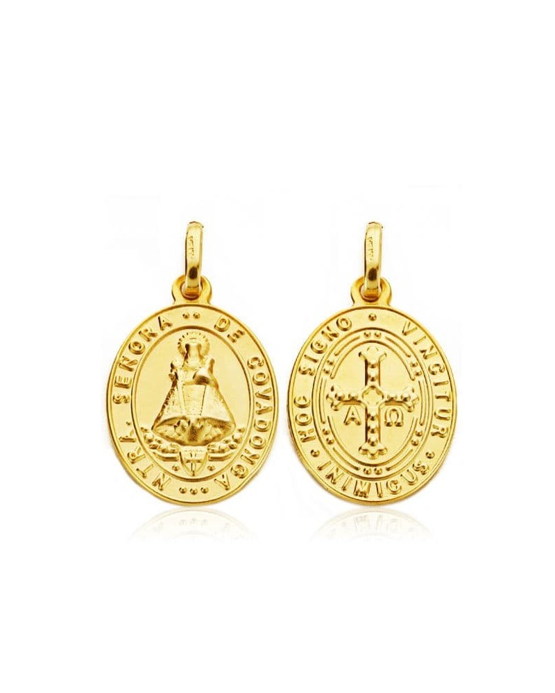 Medalla Virgen Covadonga oro 18k escapulario 20x14 mm