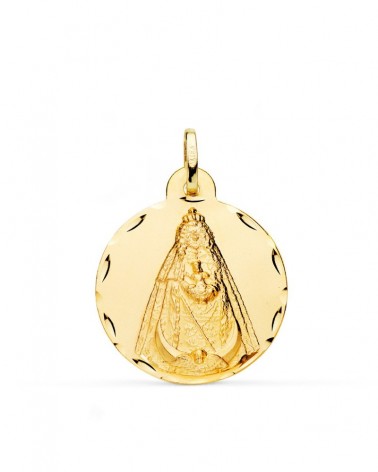 Medalla oro 18k Virgen Negra tallada 24mm