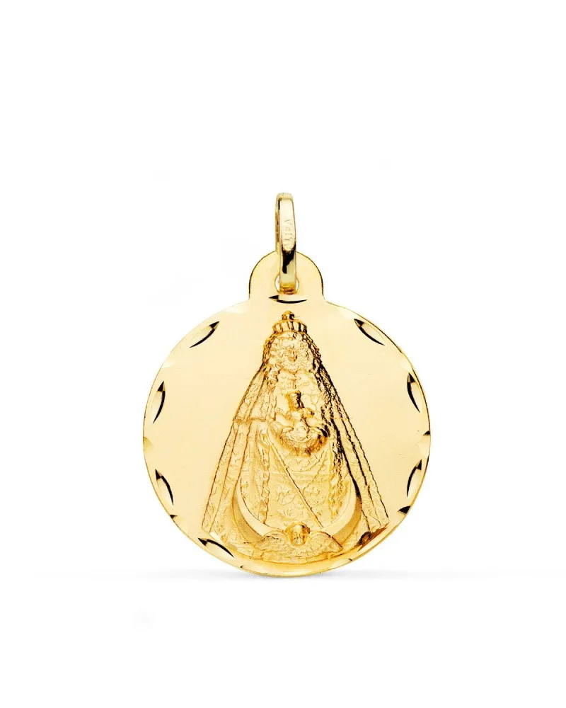 Medalla oro 18k Virgen Negra tallada 24mm