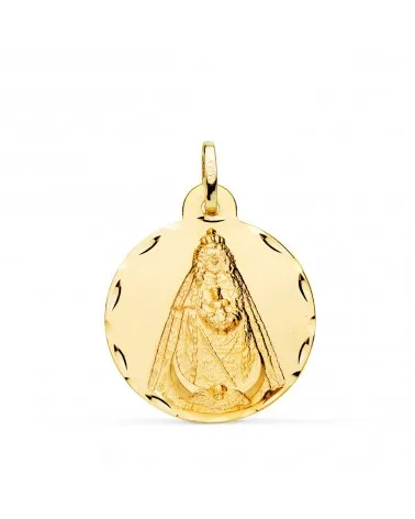 Medalla oro 18k Virgen Negra tallada 24mm
