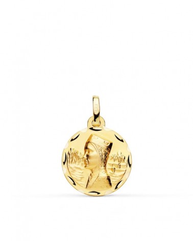Medalla oro 18k Virgen Montserrat tallada 16mm