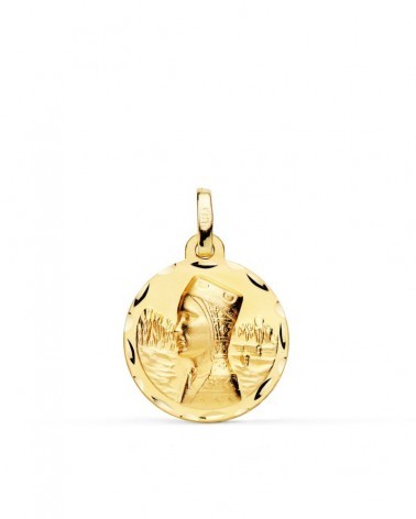 Medalla oro 18k Virgen de Montserrat tallada 18mm