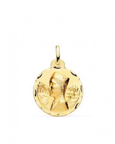 Medalla oro 18k Virgen de Montserrat tallada 20mm