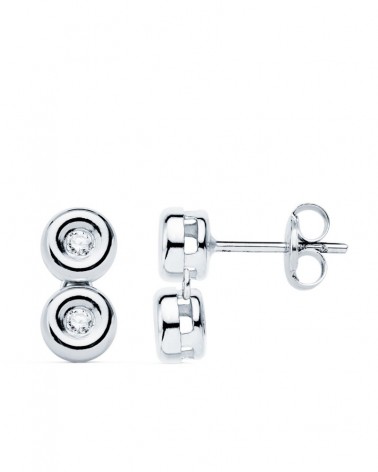 Pendientes oro blanco 18k diamantes laboratorio cierre presión