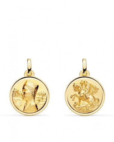 Escapulario oro 18k Virgen Montserrat y San Jorge 16mm