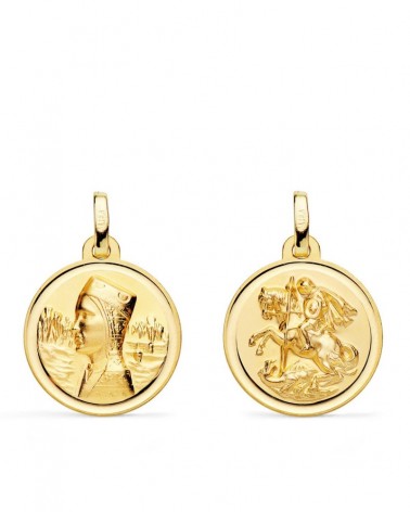 Escapulario oro 18k Virgen Montserrat San Jorge 18mm