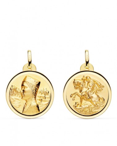 Escapulario oro 18k Virgen Montserrat San Jorge 20mm
