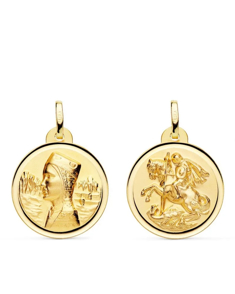 Escapulario oro 18k Virgen Montserrat San Jorge 20mm