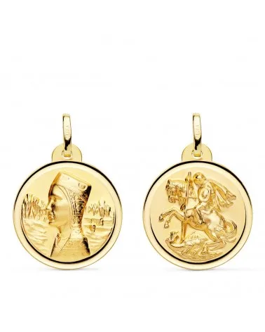 Escapulario oro 18k Virgen Montserrat San Jorge 20mm