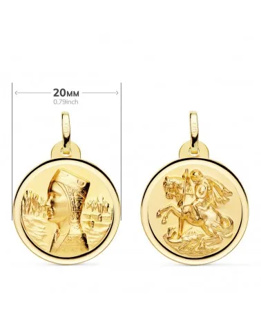 Escapulario oro 18k Virgen Montserrat San Jorge 20mm