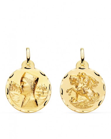 Escapulario oro 18k Virgen Montserrat San Jorge 20mm