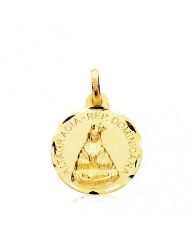 Medalla oro 18k Virgen de Altagracia tallada 16 mm