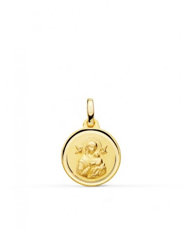 Medalla oro 18k Virgen Perpetuo Socorro 14mm