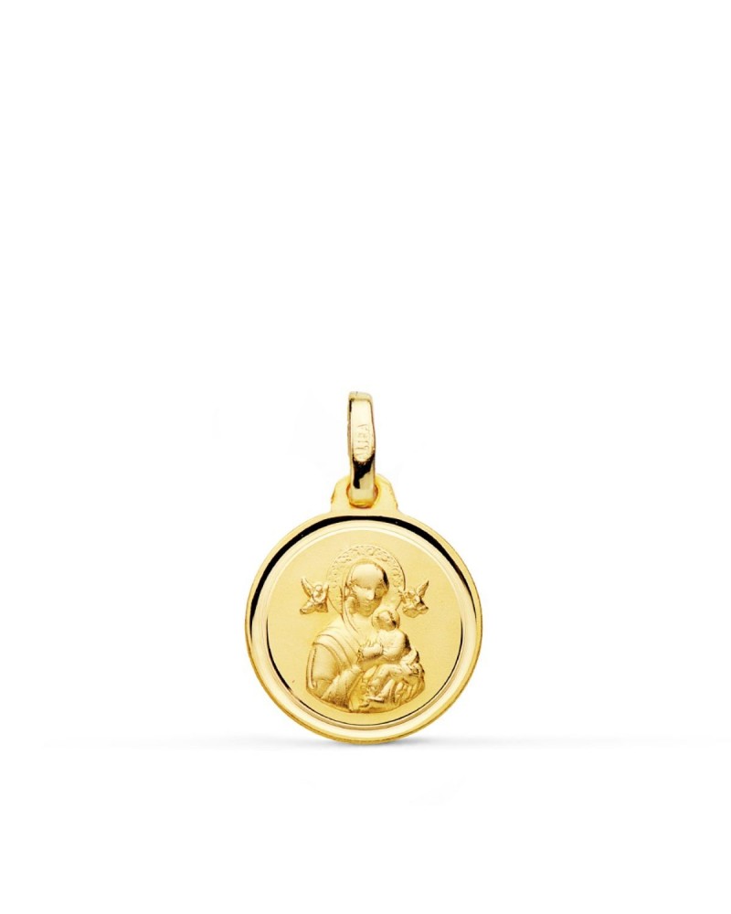Medalla oro 18k Virgen Perpetuo Socorro 14mm
