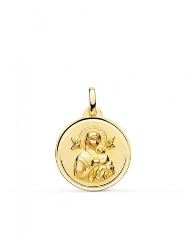 Medalla oro 18k Virgen del Perpetuo Socorro 18 mm
