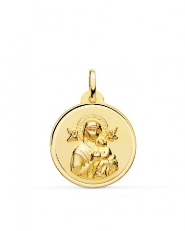Medalla oro 18k Virgen Perpetuo Socorro 22mm