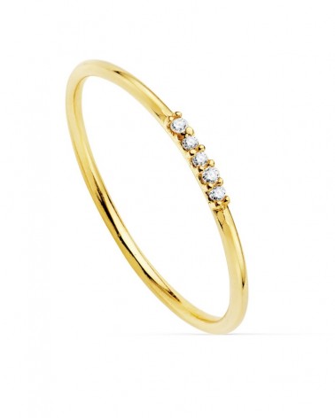 Sortija oro amarillo 18k cinco diamantes laboratorio 1mm